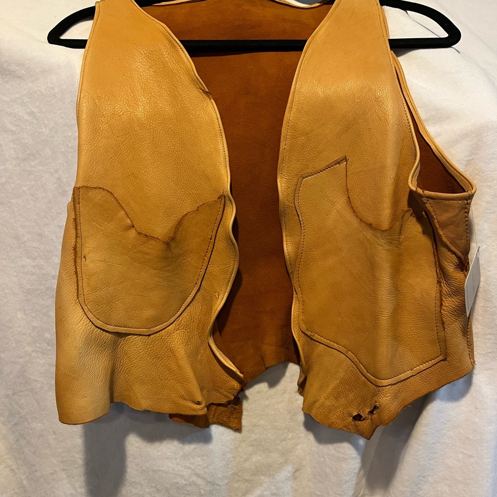 Women's Leather Vest - Tan Suede Front Pocket Vest